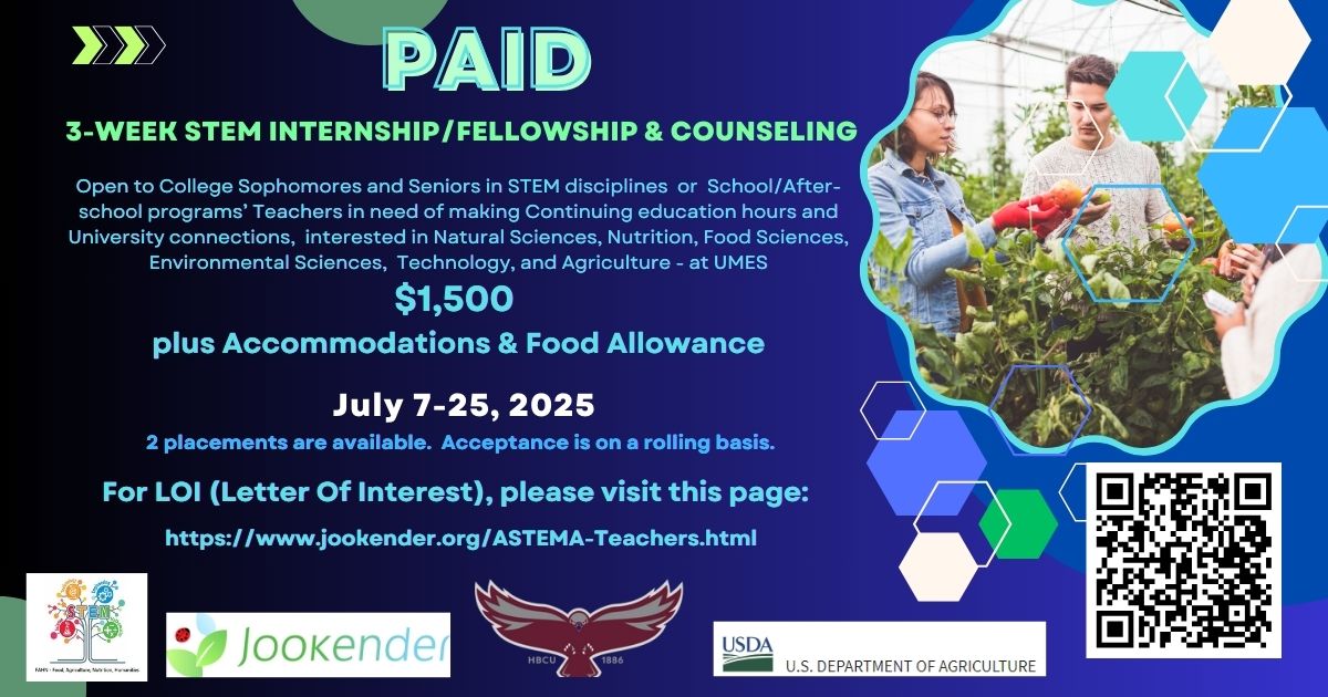 PAID 3-week STEM Internship/Fellowship & Counseling